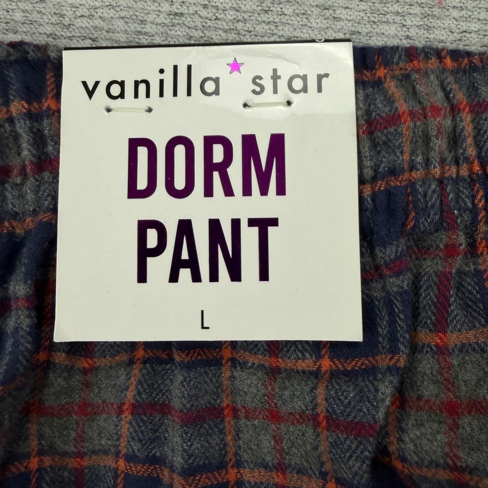 Vanilla Star Dorm Pant Blue Plaid Cargo Lounge Pants Large NWT MSRP $39 - Picture 3 of 12